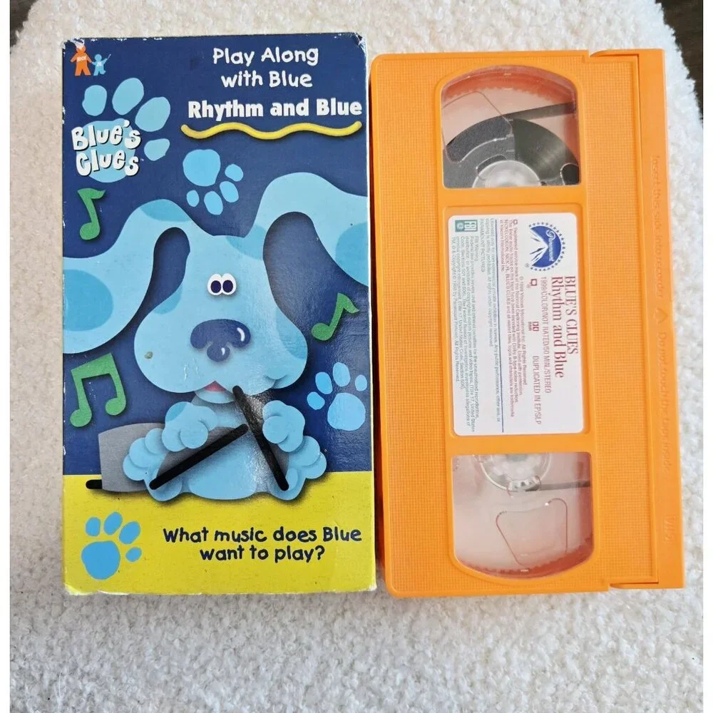 Blues Clues Play Along with Blue Rhythm & Blues VHS Tape 1999 Orange Tape
